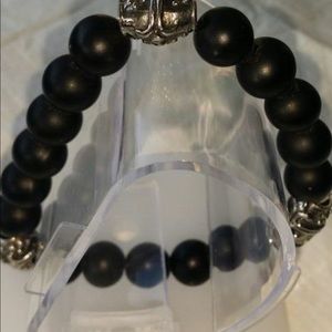 Jewelry - Men's Sterling silver oxidized 10mm beads black Ti Jewelry - Men's Sterling silver oxidized 10mm beads black Ti